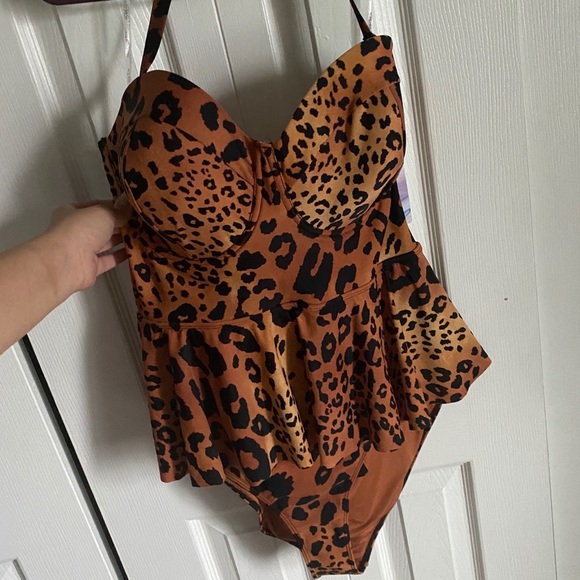 Forever 21 Other - Leopard Print Peplum Swimsuit Forever 21
